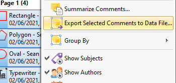 Export Selected Comments