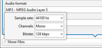 Set Audio Format Quality Parameters in the 'Export PDF to Audio' Tool/Action