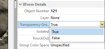 Edit the Transparency Group Property of XForms