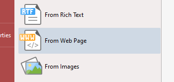 Create New Documents from Web Page URLs
