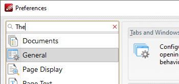 Search for Terms Inside the 'Preferences' Dialog Box